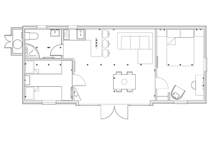 Drawing of a glamping pod